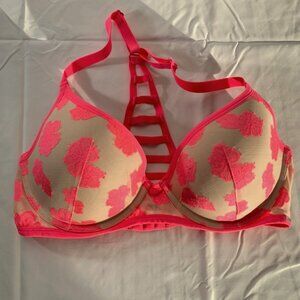 Pink VS Ladder Back Floral Overlay Bra